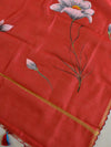Banarasee Pure Chanderi Silk Hand-painted Salwar Kameez Set-Red