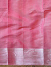 Banarasee Handwoven Shaded Tissue Saree With Silver Zari Border-Pink