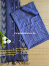 Handloom Silk Cotton Ghichha Woven Salwar Kameez Dupatta Set-Blue