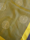 Banarasee Embroidered Gold Buta Design Organza Dupatta-Yellow