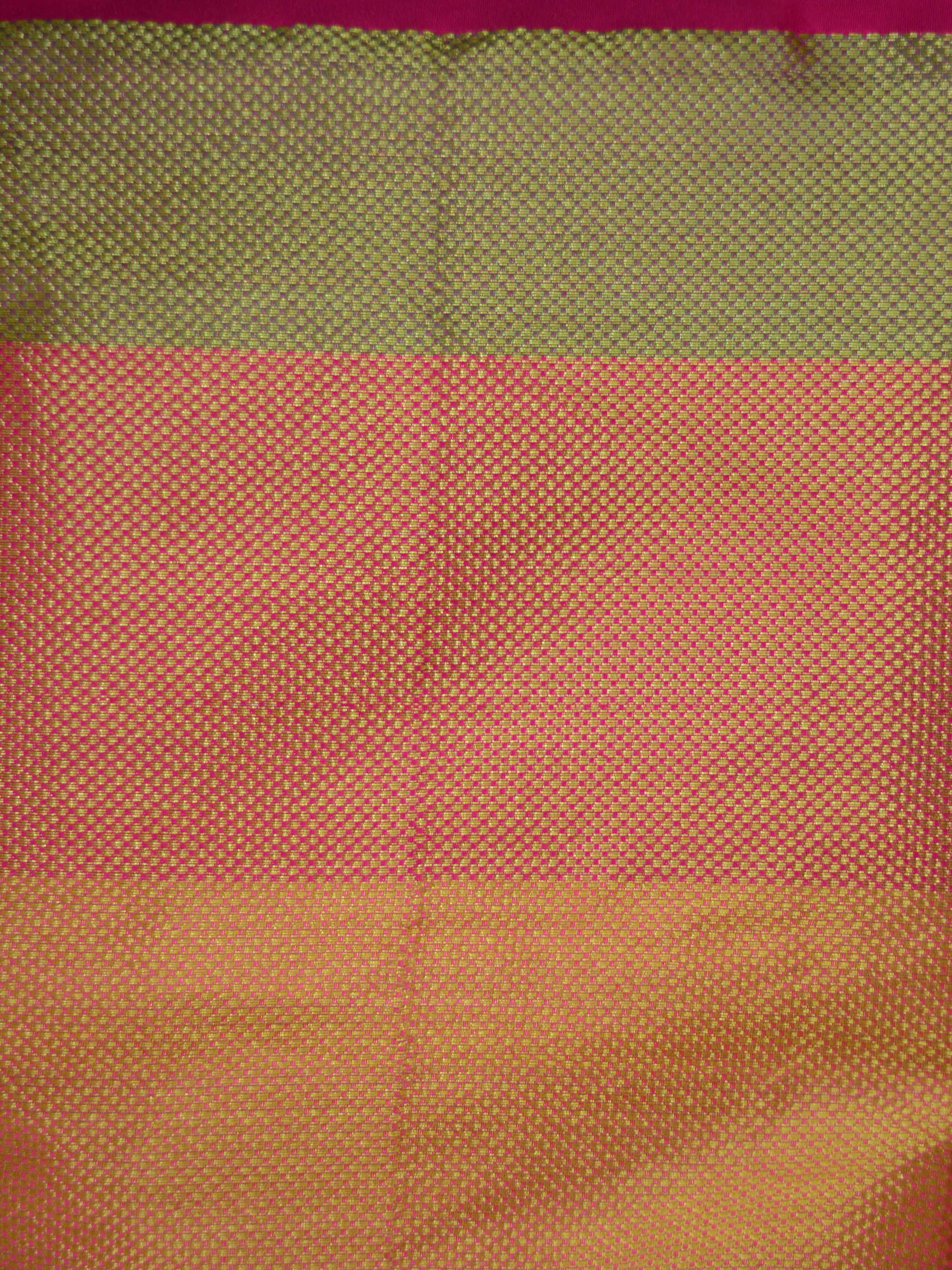 Banarasee Chanderi Cotton Temple Border Saree-Yellow