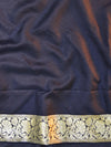 Banarasee Faux Georgette Saree With Zari Stripes Design & Floral Border-Black