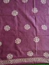 Handloom Khadi Cotton Hand-Dyed Batik Pattern Salwar Kameez Dupatta Set-Green & Purple