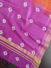 Bhagalpuri Salwar Kameez Glossy Cotton Silk Shibori Dye Fabric-Orange & Pink