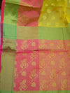 Banarasee Chanderi Cotton Temple Border Saree-Yellow