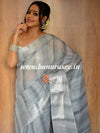 Banarasee Handwoven Shaded Tissue Saree With Silver Zari Border-Grey
