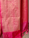 Banarasee Art Silk Saree With Zari Floral Border & Self Weaving Work-Pink