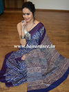 Handloom Mul Cotton Ajrakh Print Saree-Indigo