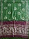Handloom Khadi Cotton Hand-Dyed Batik Pattern Salwar Kameez Dupatta Set-Green & Purple