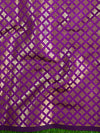 Banarasee Handloom Chanderi Brocade Border Saree With Mirror Work & Brocade Blouse-Purple