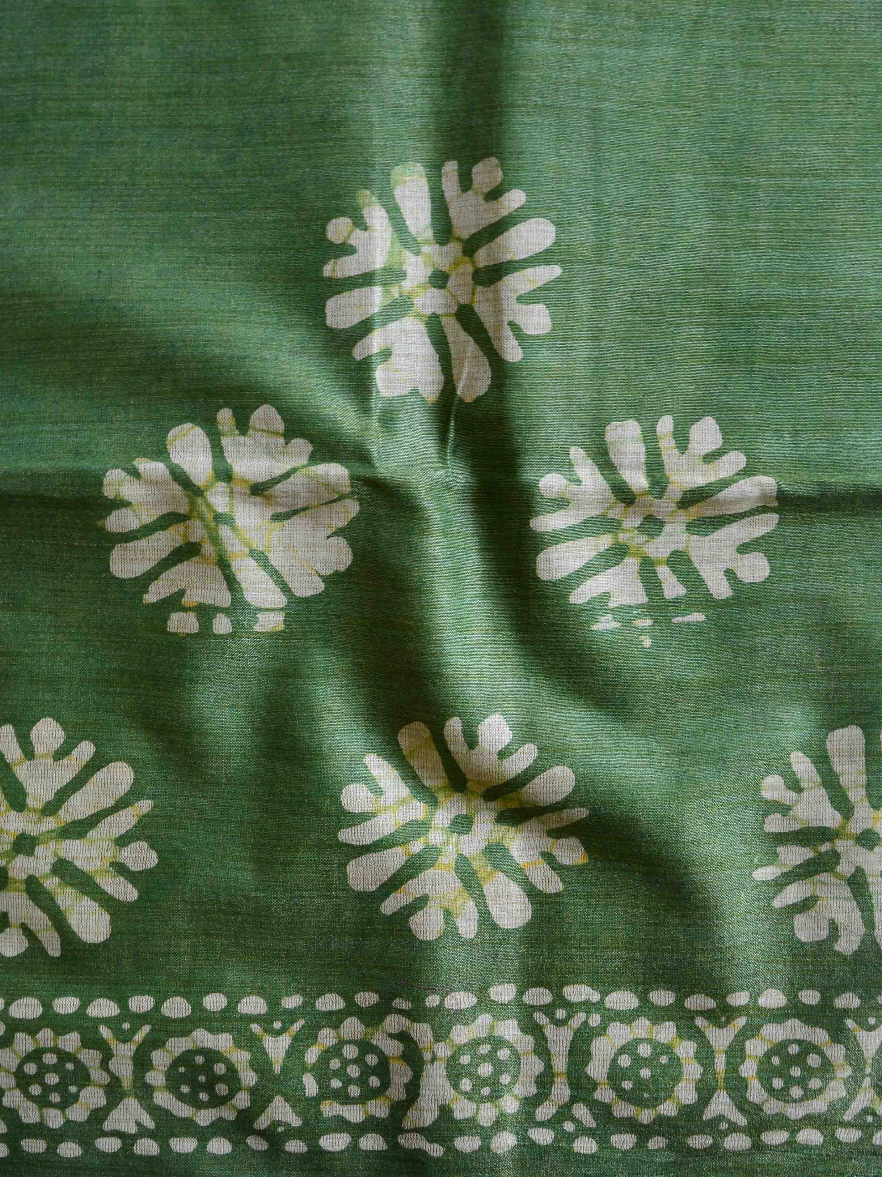Handloom Khadi Cotton Hand-Dyed Batik Pattern Salwar Kameez Dupatta Set-Green & Purple