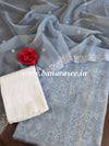 Banarase Kota Doria Heavy Hand-Embroidered Salwar Kameez Dupatta Set-Grey
