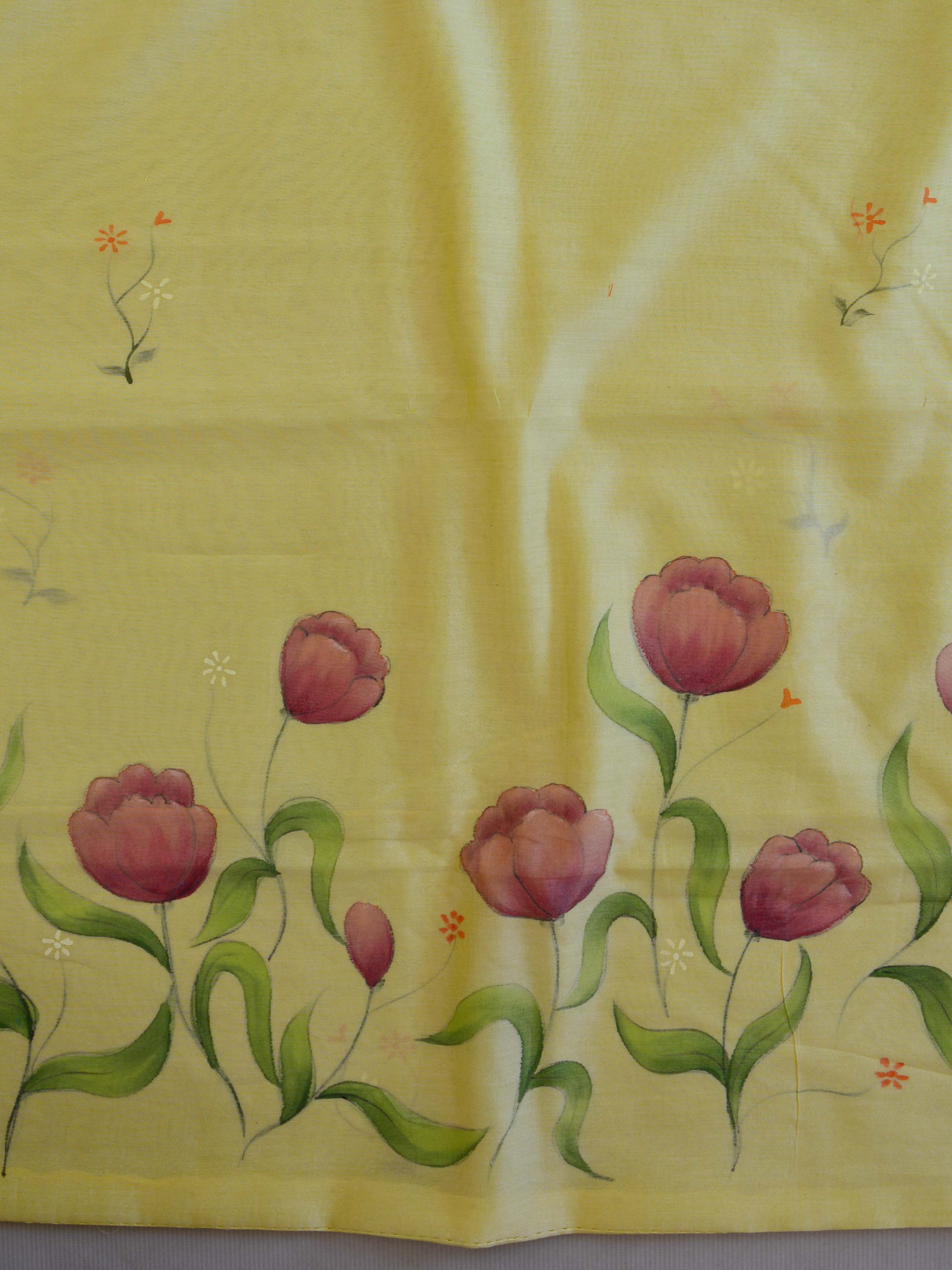Banarasee Pure Chanderi Silk Hand-painted Salwar Kameez Set-Yellow
