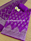 Banarasee Handwoven Semi-Silk Salwar Kameez Fabric With Zari Buta Design-Purple