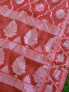 Banarasee Cotton Jamdani Saree With Resham Jaal-Peach