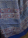 Handloom Mul Cotton Ajrakh Print Saree-Indigo