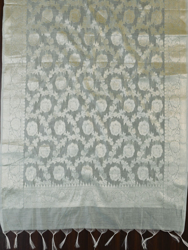 Banarasee Cotton Silk Salwar Kameez Fabric With Zari Work-Light Green