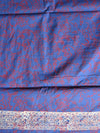 Handloom Mul Cotton Ajrakh Print Saree-Indigo