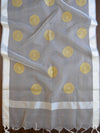 Banarasee Embroidered Gold Buta Design Organza Dupatta-White