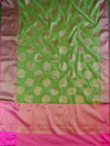 Banarasee Cotton Silk Mix Saree With Antique Zari Buta Design-Henna Green