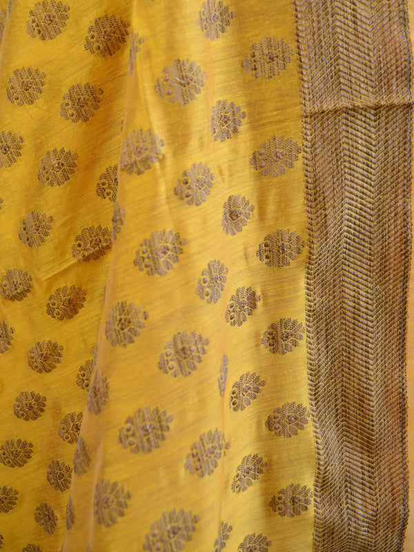 Banarasee Salwar Kameez Soft Cotton Ghicha Jaal Fabric & Dupatta-Red & Yellow