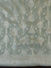 Banarasee Cotton Silk Salwar Kameez Fabric With Zari Work-Light Green