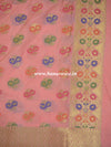 Banarasee Art Silk Dupatta With Meena Work Flower Motif Design-Pastel Peach