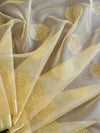 Banarasee Embroidered Gold Buta Design Organza Dupatta-Beige