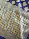 Banarasee Cotton Silk Saree With Zari Buti & Border-Deep Blue