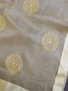 Banarasee Embroidered Gold Buta Design Organza Dupatta-Beige