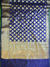 Banarasee Cotton Silk Saree With Zari Buti & Border-Deep Blue