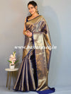 Kanjivaram Art Silk Saree With Antique Zari Jaal Design-Blue