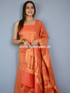 Banarasee Salwar Kameez Cotton Silk Gold Zari Buti Woven Fabric-Orange