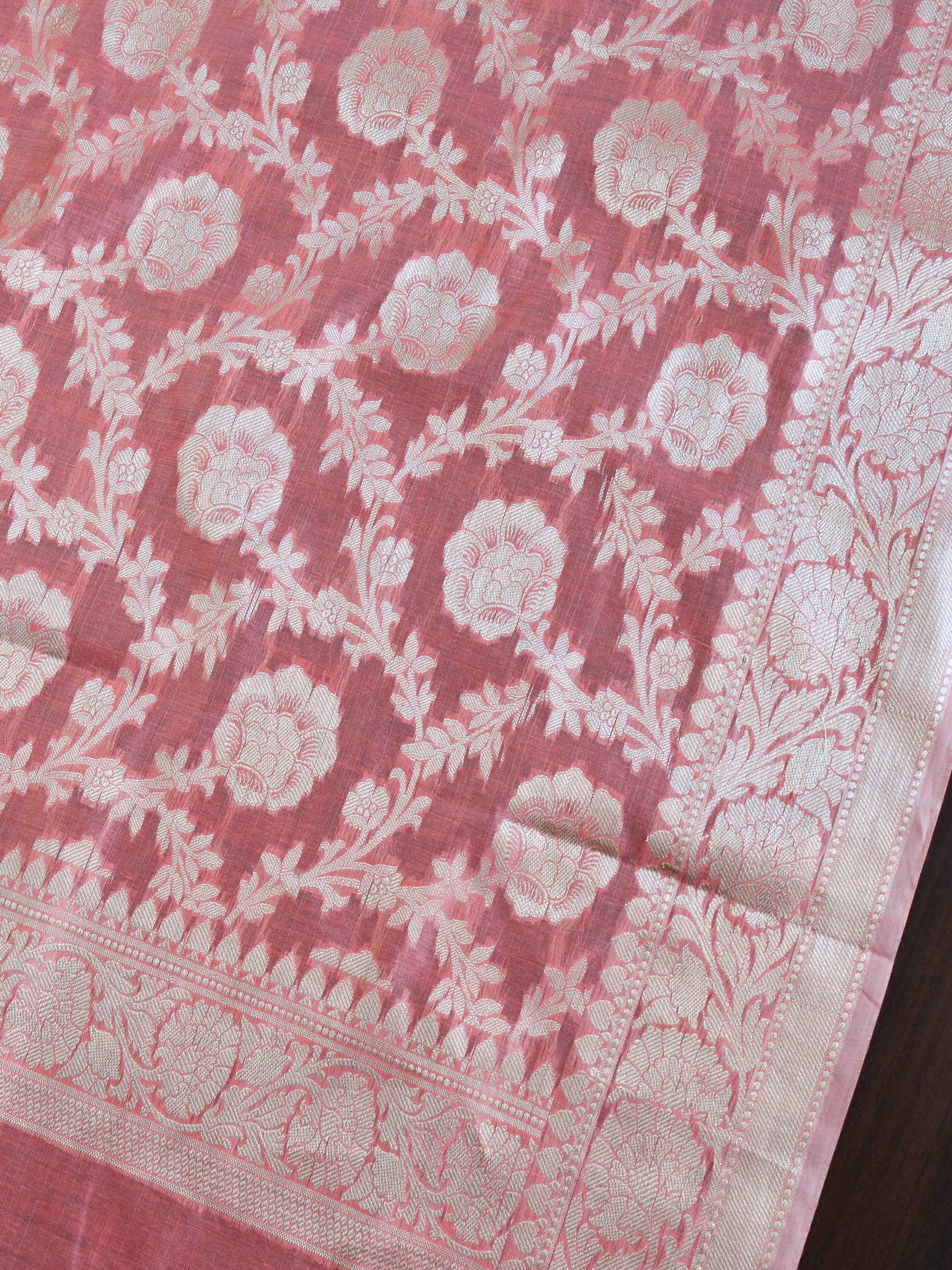 Banarasee Cotton Silk Salwar Kameez Fabric With Zari Work-Peach