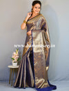 Kanjivaram Art Silk Saree With Antique Zari Jaal Design-Blue