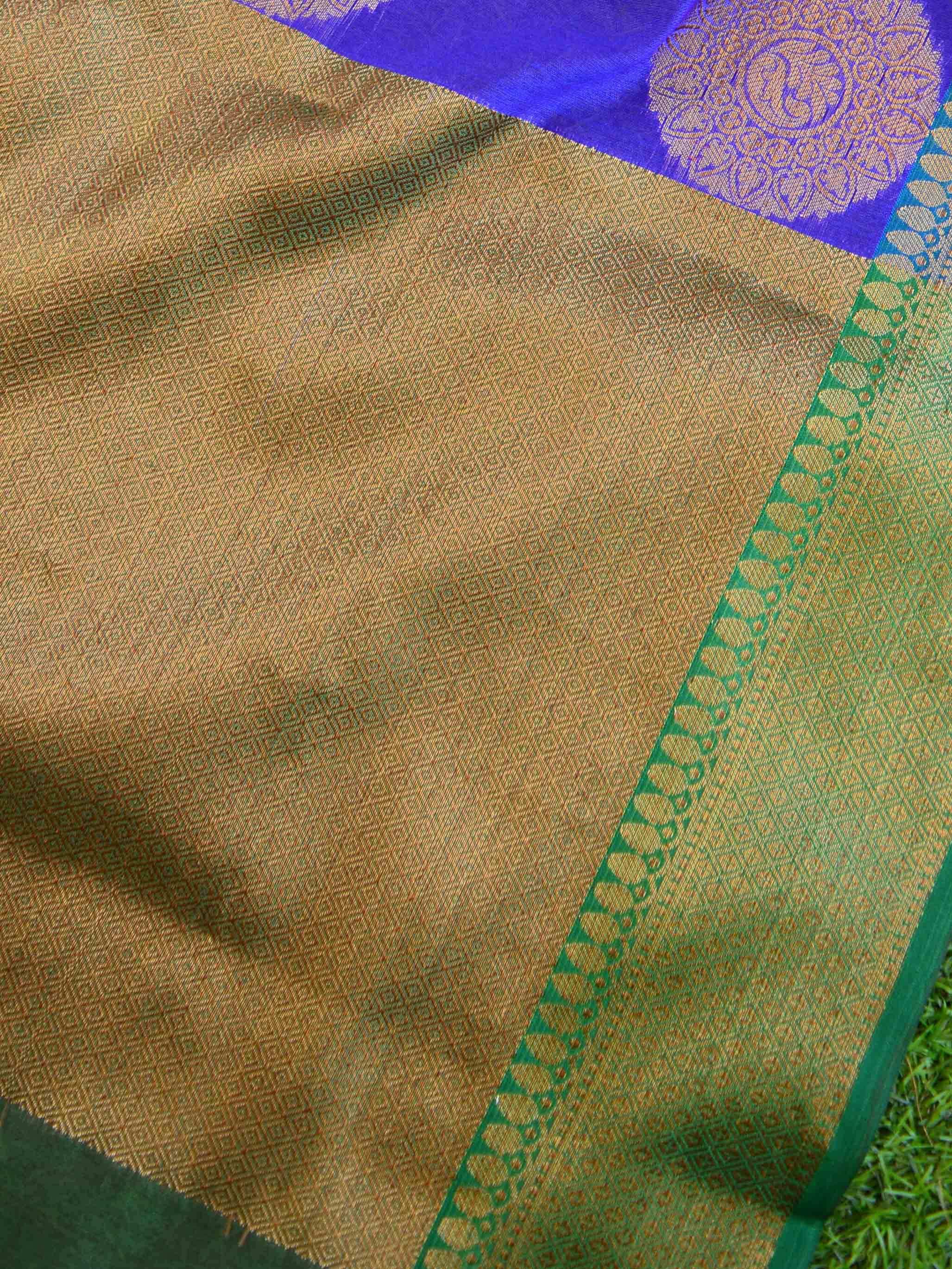 Banarasee Cotton Silk Mix Saree With Antique Zari Buta Design-Royal Blue
