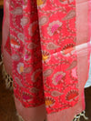 Banarasee Semi Silk Salwar Kameez Fabric With Multicolor Resham Woven Dupatta-Ivory White & Peach