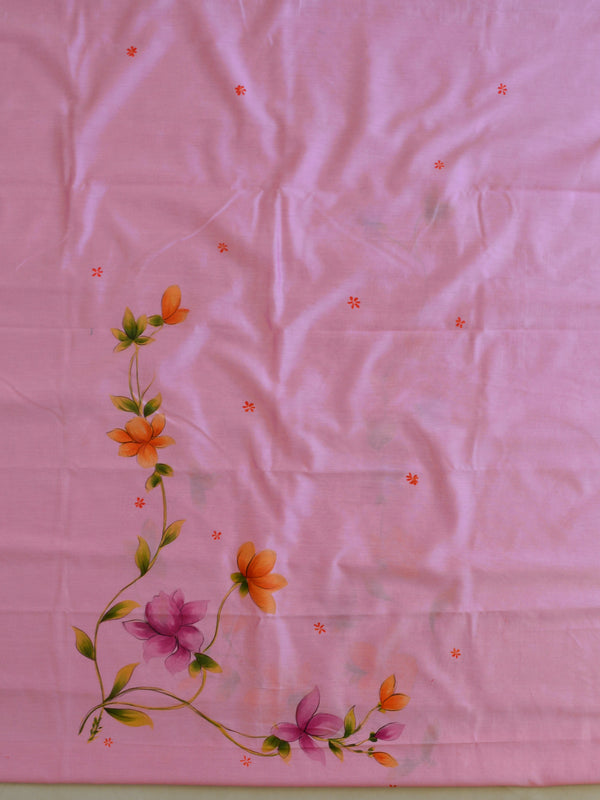 Banarasee Pure Chanderi Silk Hand-painted Salwar Kameez Set-Pink