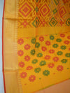 Banarasee Handwoven Cotton Silk Patola Design Saree With Zari Border-Golden Yellow