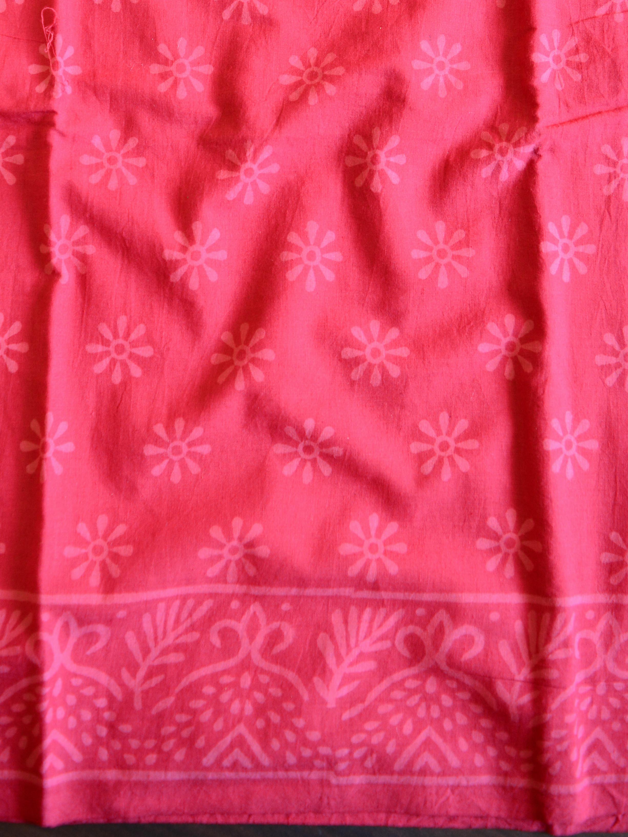 Handloom Mul Cotton Handblock Printed Suit Set-Maroon & Grey