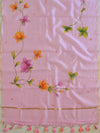Banarasee Pure Chanderi Silk Hand-painted Salwar Kameez Set-Pink