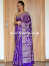 Banarasee Handwoven Semi-Chiffon Saree With Zari Floral Jaal Design-Purple