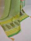 Pure Handloom Mul Cotton Sanganeri Block Printed Gotapatti Suit Set-Green