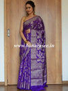 Banarasee Handwoven Semi-Chiffon Saree With Zari Floral Jaal Design-Purple