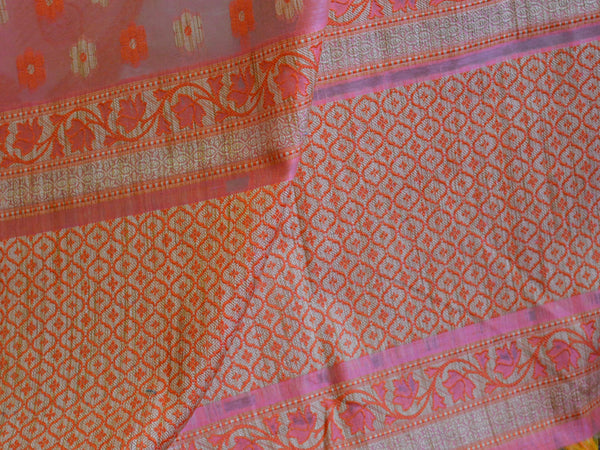Banarasee Salwar Kameez Cotton Silk Fabric With Contrast Peach Meena Dupatta-Blue