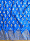 Banarasee Handwoven Semi-Silk Salwar Kameez Fabric With Zari Buta Design-Blue