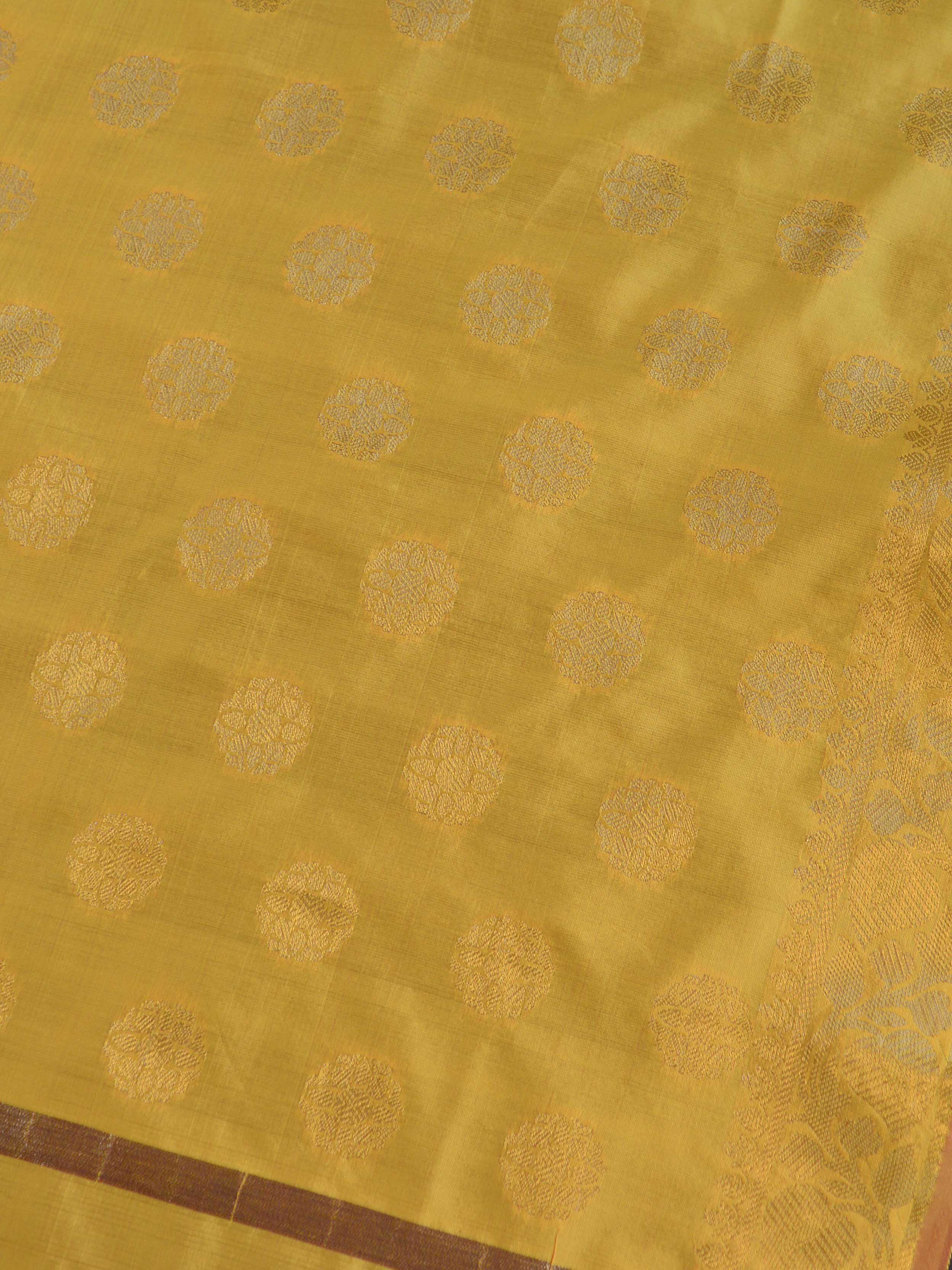 Banarasee Cotton Silk Salwar Kameez Fabric & Dupatta-Yellow