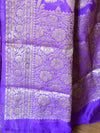 Banarasee Handwoven Semi-Chiffon Saree With Zari Floral Jaal Design-Purple