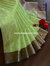 Banarasee Organza Mix Saree With Small Buti Design & Zari Border-Green