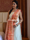 Banarasee Cotton Silk Multicolor Resham Work Dupatta-Rust